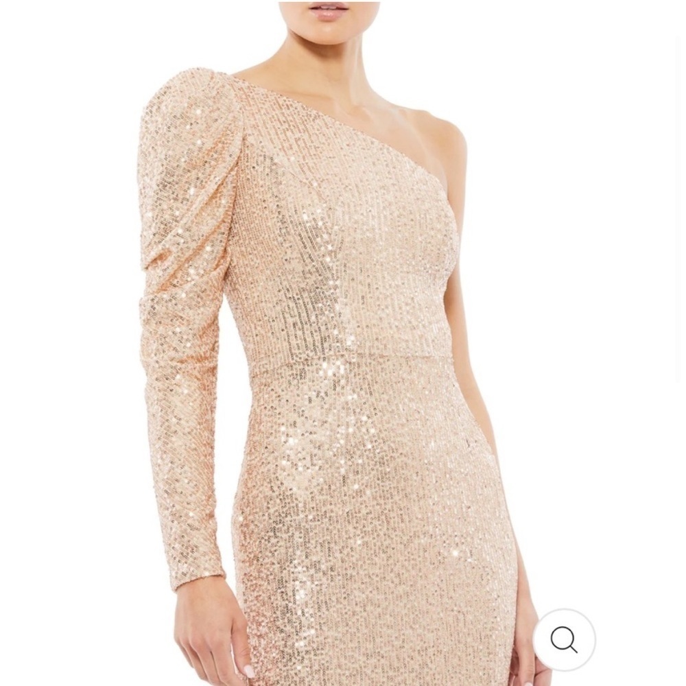 Mac Duggal SEQUINED ONE SHOULDER TRUMPET GOWN - Picture 3 of 13